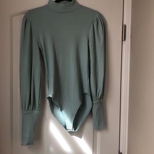 Forever 21 ribbed long sleeve bodysuit